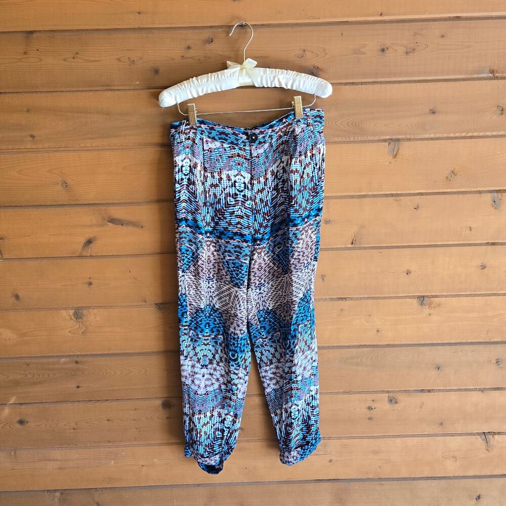 Anthropologie Lanikai Pant Elevenses Geometric Cropped Cuffed Trouser Boho 4 - Picture 2 of 6